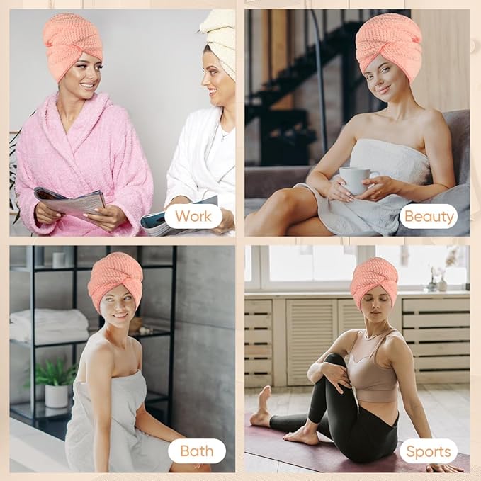 HOMEXCEL 5 Pack Microfiber Hair Towels - Image 7
