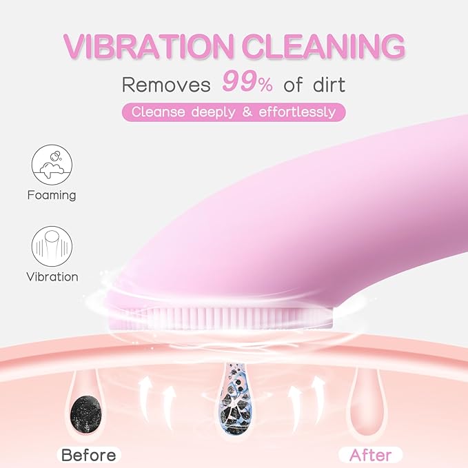PRITECH Facial Cleansing Brush, Rechargeable Silicone Face Scrubber - Image 2