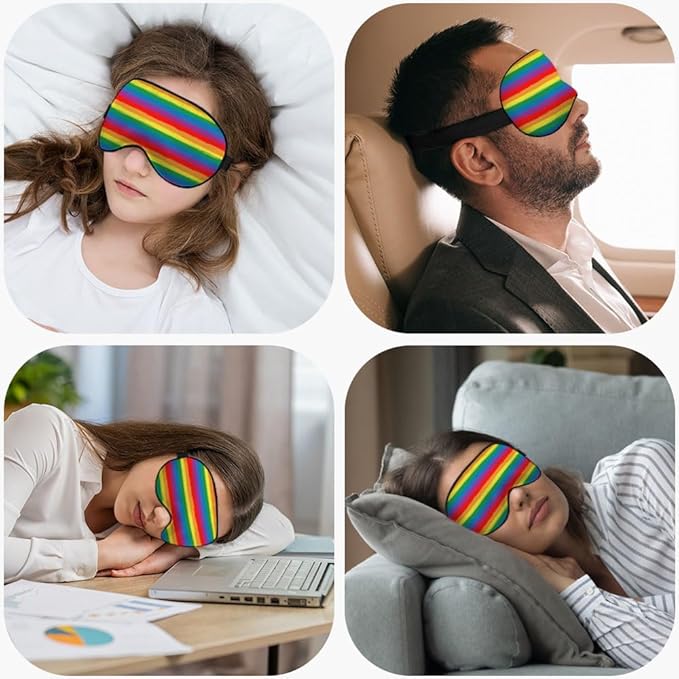 Rainbow Striped Sleep Eye Mask LGBT Flag Color Stripes Art Silk Eye Mask - Image 5