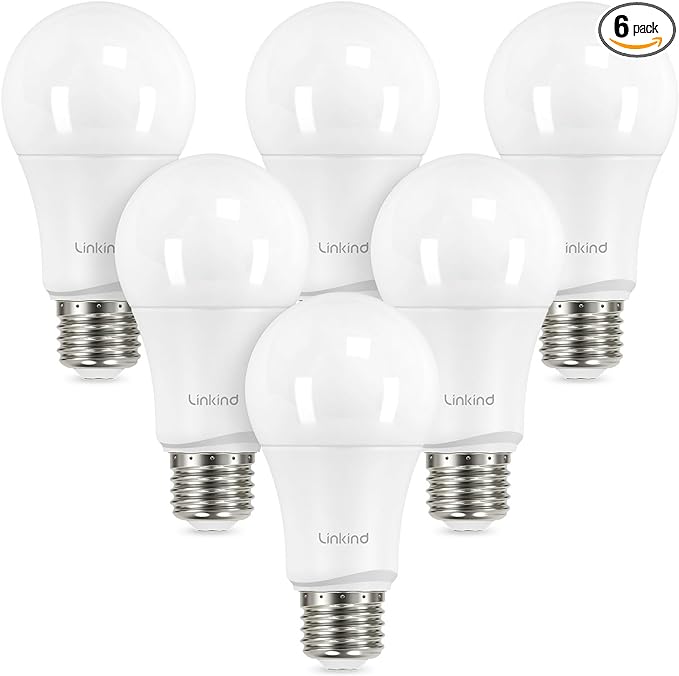 Linkind A19 LED Light Bulbs Dimmable, 75W Equivalent, E26 Base, 5000K Daylight by Linkind