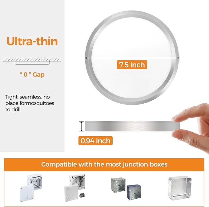 8PACK LED Flush Mount Ceiling Light Fixture, 3000K-4000K-6500K & 100W - Image 5