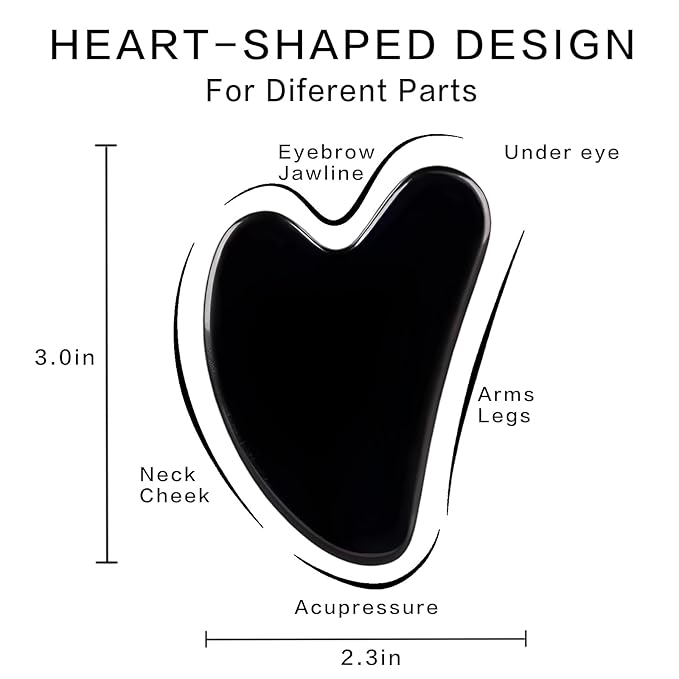 Gua Sha Facial Tools, Natural Obsidian Guasha Tool - Image 2