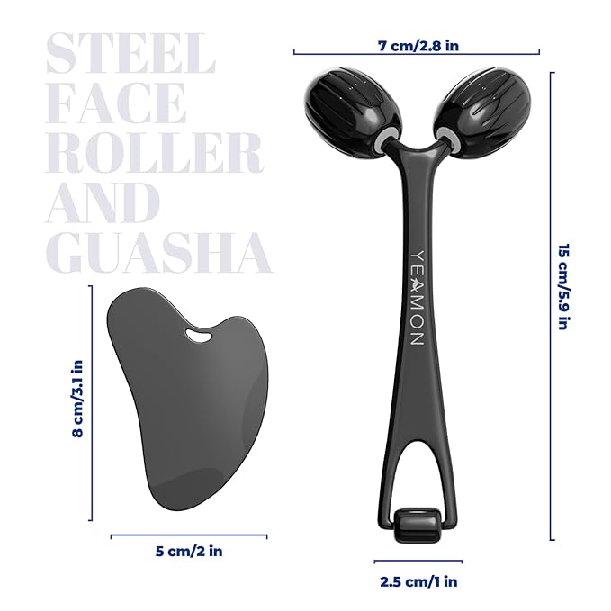 Yeamon Gua Sha Facial Tools and Face Roller Set, Facial Massage Tool - Image 6