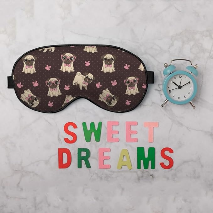 Cartoon Pug Sleep Mask Eye Mask Puppy Bow Tie Glasses Dog Animal Sleep Mask - Image 6