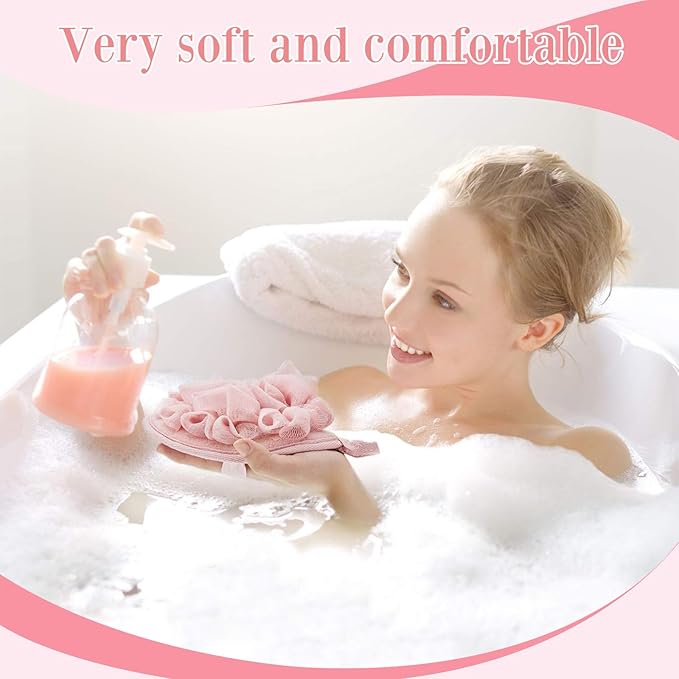 Boao 3 Pcs Bath Shower Pouf Sponge Mesh Pouf Shower Ball Exfoliating Body - Image 5