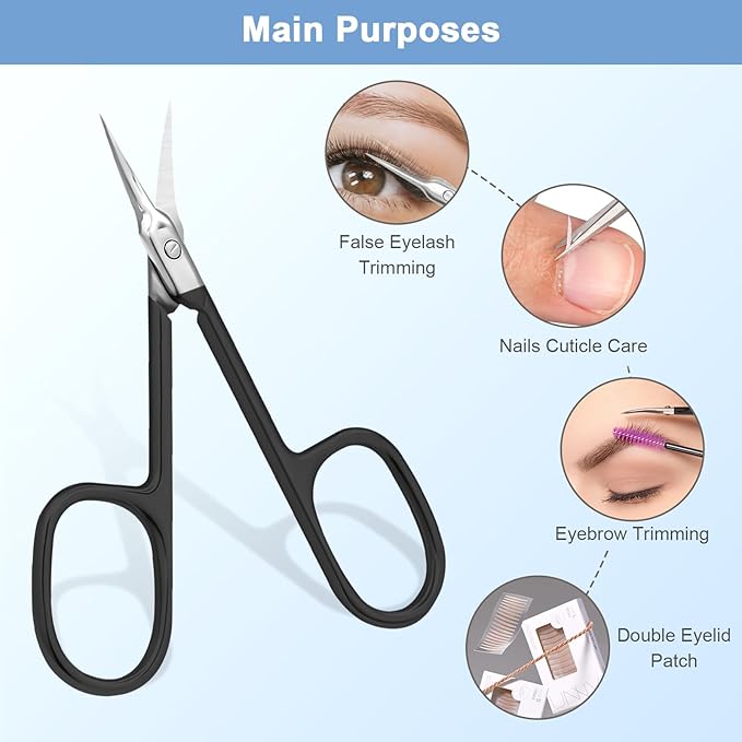 Lermende Cuticle Scissors Extra Fine Curved, Portable Stainless Steel Manicure - Image 5