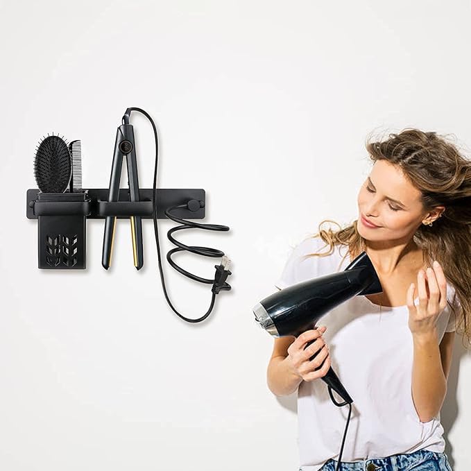 YUET Hair Dryer Holder Hairdryer Station Wall Mounted Shelf Bracket - Image 8