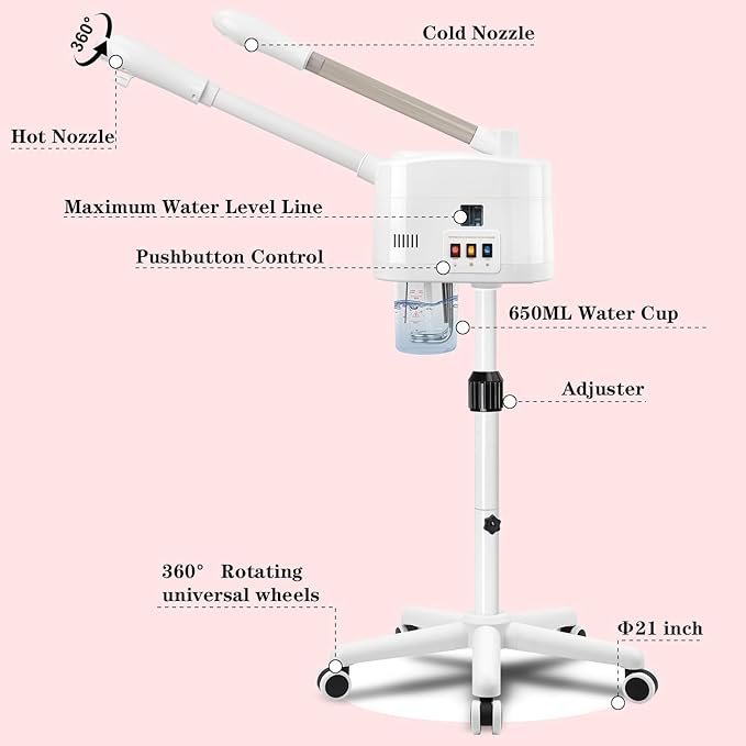 2 in 1 Facial Steamer with Cold & Hot Mist, Professional Face Steamer with - Image 3
