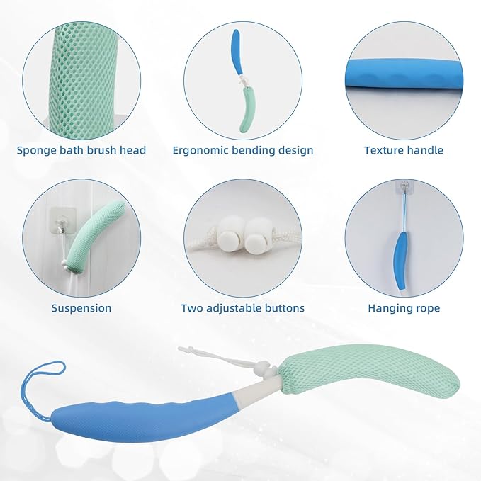 Shower Body Brush Skin Exfoliating Curved Back Scrub Brush Massage Bath Brush - Image 9