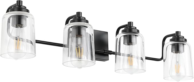 Solfart 4 Lights Matt Black Bathroom Vanity Lights Over Mirror by SOLFART