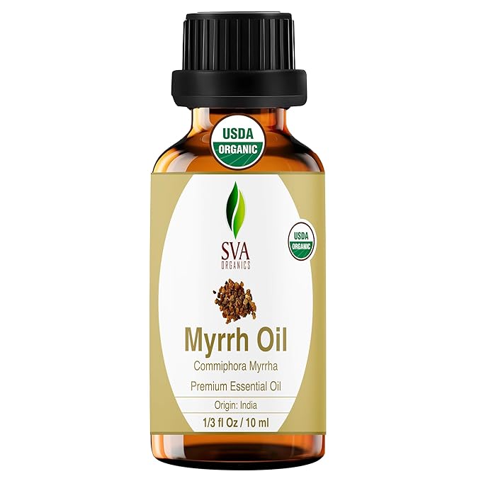 SVA Myrrh Essential Oil Organic – 1/3 Fl Oz – 100% Natural Organic Myrrh Oil by SVAORGANICS