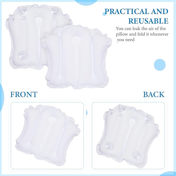 Jetec Inflatable Bath Pillow for Tub Non Slip Bathtub Pillow Soft Comfortable - Image 5