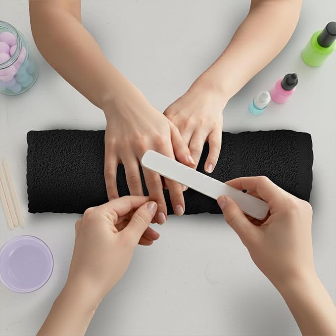 24 Pack Black Hand Towels 100% Cotton Spa Towels 16x27 inches Highly Absorbable - Image 7