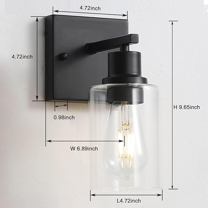Bathroom Vanity Light Fixtures, 1-Light Matte Black Bathroom Lights, Wall - Image 2