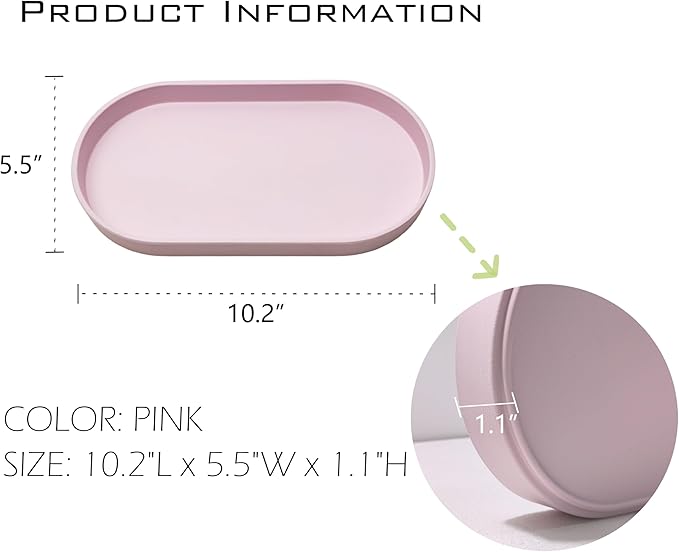 Pink Small Tray, Oval Tray for Bathtub Bathroom Vanity Items, Countertop - Image 6