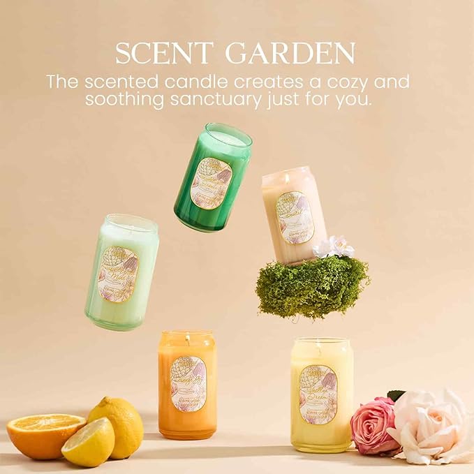 M&SENSE Aromatherapy Pink Soy Scented Candle Gift-Fresh Roses Scent, 10.6 oz - Image 4