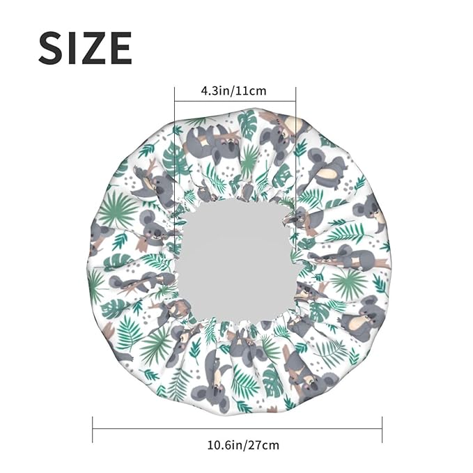 Funny Koala Shower Cap For Women Reusable Waterproof Double Layers Bath Cap - Image 5