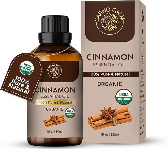 Cinnamon Essential Oil | USDA Certified Organic Cinnamon Oil |for Skin and Hair by CarnoCalm