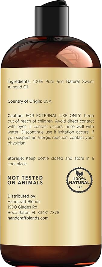 Handcraft Blends Sweet Almond Oil | 100% Pure and Natural | Bath & Body Oil | - Image 3