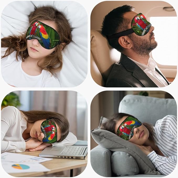 Macaws Parrot Silk Sleep Mask Tree Branch Bright Bird Tropical Eye Mask - Image 5