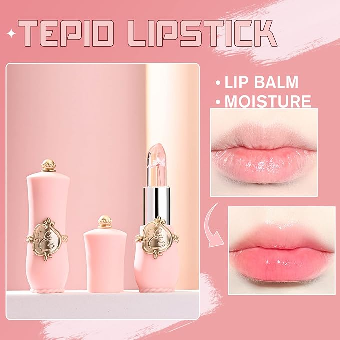 BestLand 3 Pcs/Set Flower Jelly Lipstick Set Temperature Change Moisturizer - Image 5