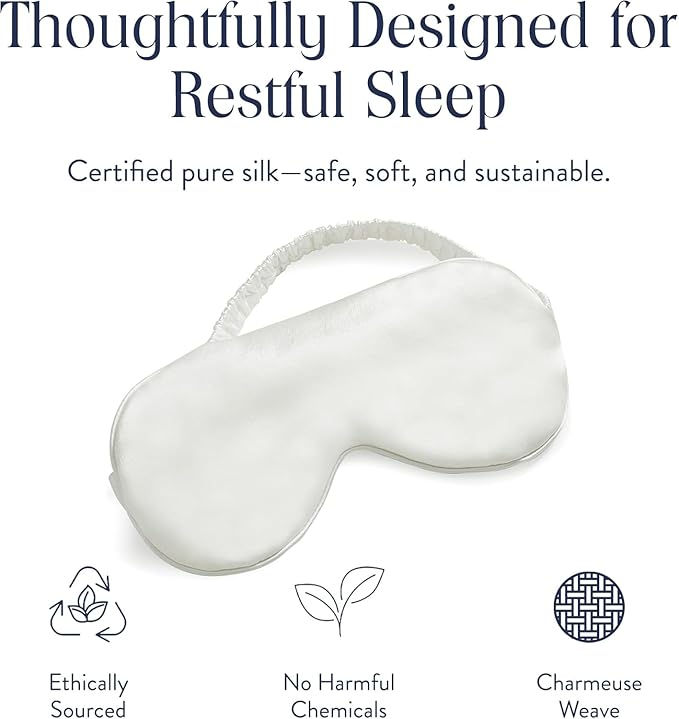 Brooklinen Silk Eye Mask for Sleeping – Ivory, 100% Mulberry Silk Sleep Mask - Image 3