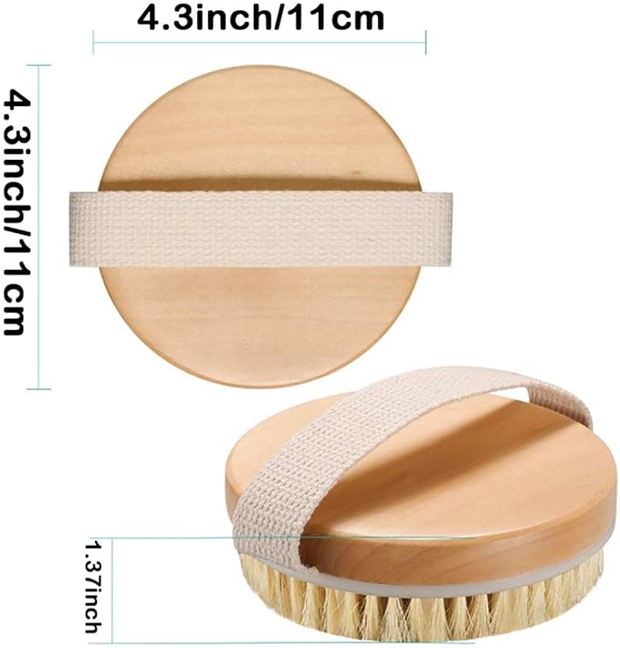 Dry Body Brush, Natural Bristle Bath Brush, Lymphatic Drainage, Stimulate Blood - Image 2