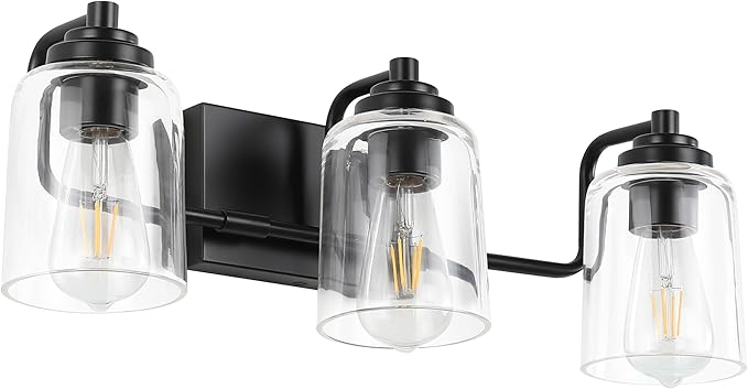 SOLFART 3 Lights Bathroom Light Fixtures Over Mirror Black Vanity Lights by SOLFART