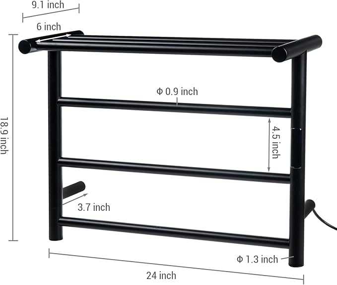MyGift 4 Tier Wall Mounted Bathroom Towel Warmer Rack - Image 6