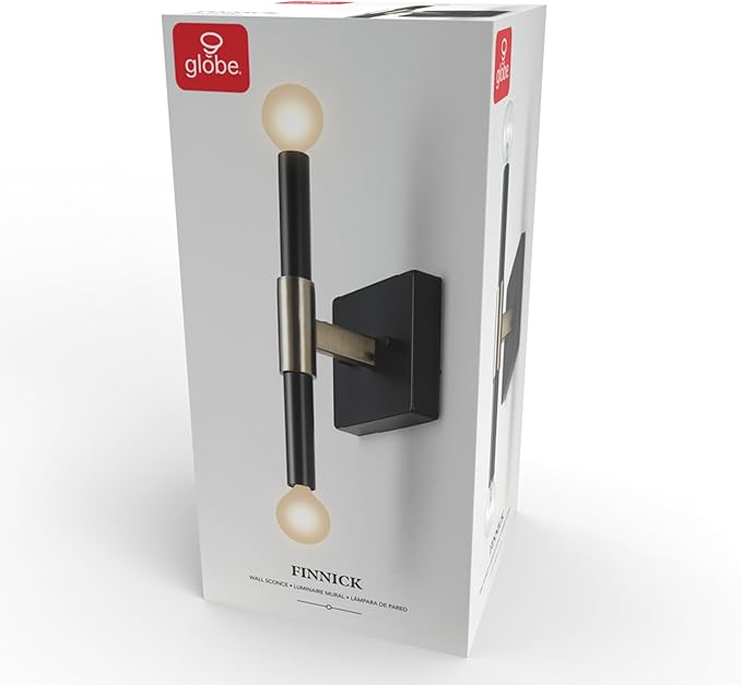 Globe Electric 65000044 2-Light Wall Sconce, Matte Black, Antique Brass Accent - Image 11