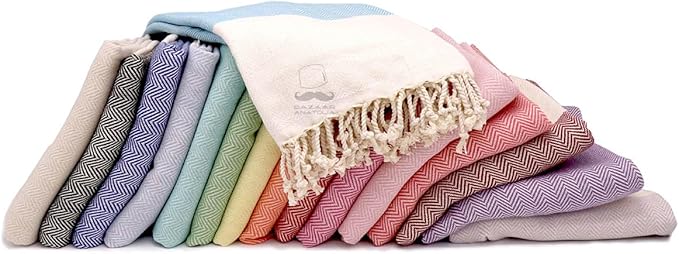 Bazaar Anatolia Turkish Beach Towel 100% Cotton Bath Towels 71x39 Quick Dry - Image 8