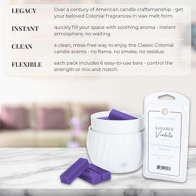 Colonial Candle Sugared Violets Scented Wax Melts, Wax Melt Warmer Cubes - Image 5