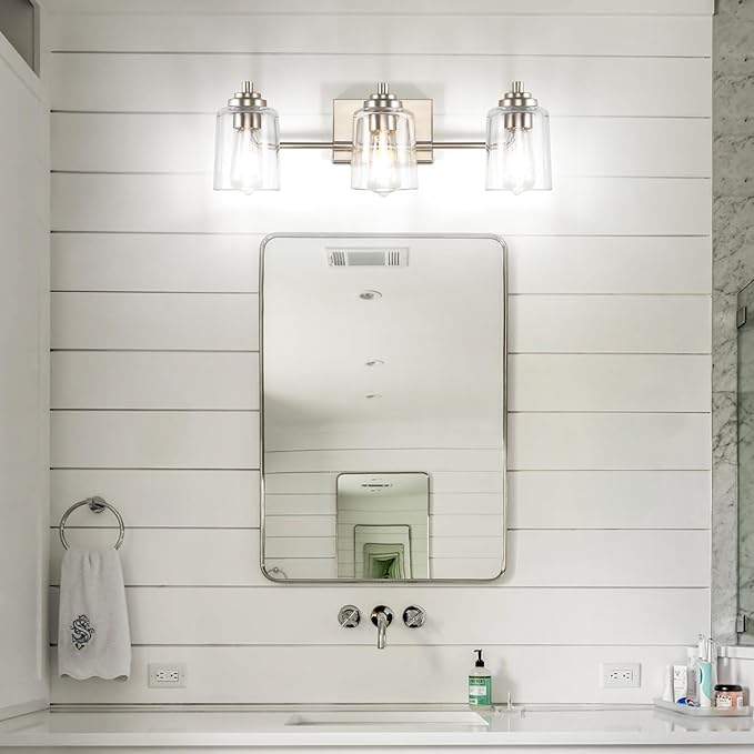 SOLFART Brushed Nickel Bathroom Lights Over Mirror 3 Lights Vanity Lights - Image 7