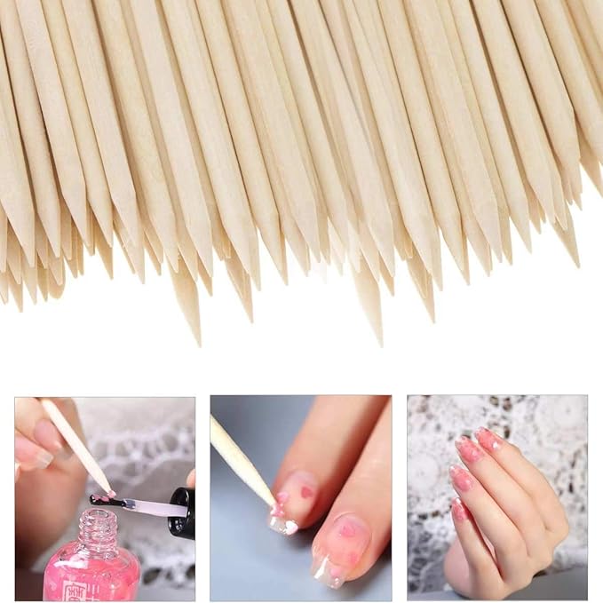 BTYMS 600 Pcs Orange Wood Stick Cuticle Pusher 4.5 Inch Double Sided Wooden - Image 6