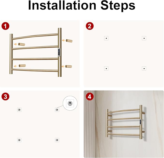 Towel Warmer Bathroom Wall Mounted Drying Rack Plug-in Electric Heated Towel - Image 6