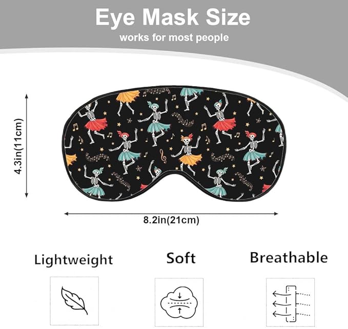 Dancing Skull Sleep Mask Eye Mask Party Halloween Music Fun Headphones Black - Image 2