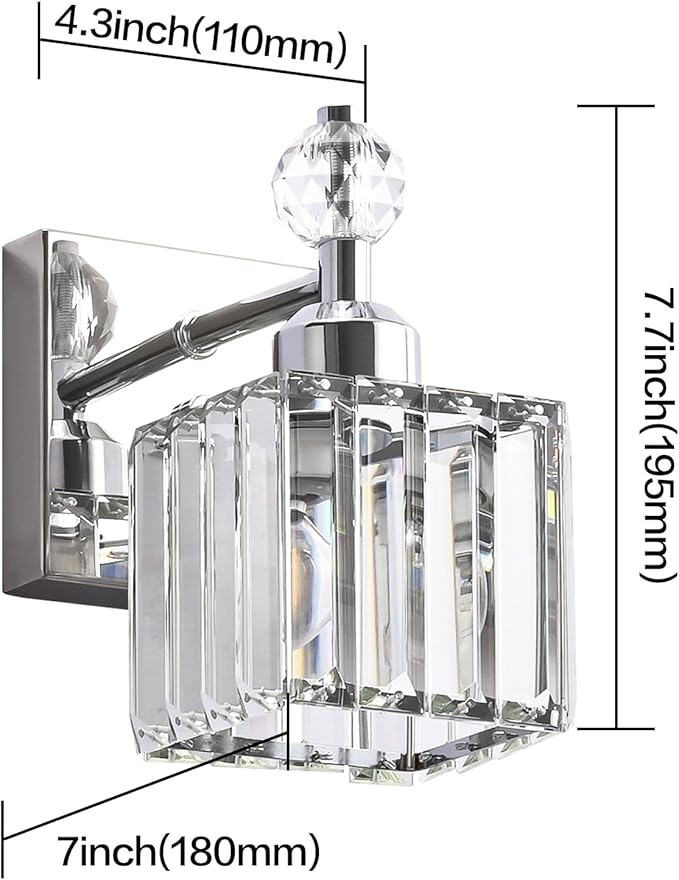 PRESDE 1-Light Bathroom Vanity Light, Modern Chrome Wall Sconce - Image 4