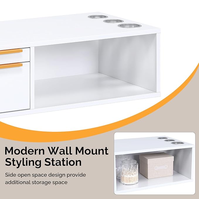 OmySalon Wall Mount Salon Station, Hair Stylist Cabinet - Image 4