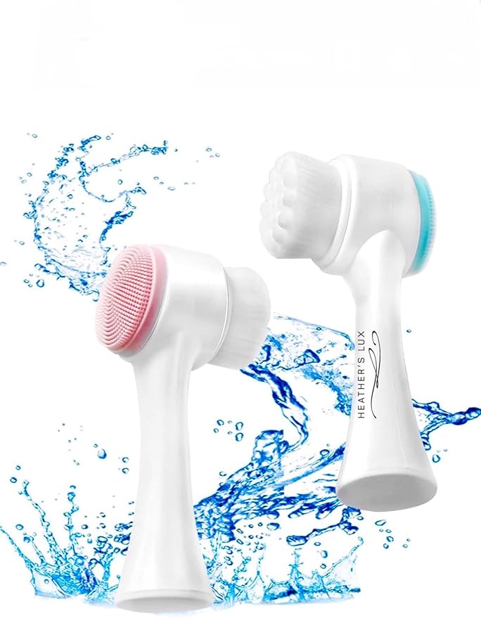 HEATHER'S LUX Facial Cleansing Brush, Soft Brush & Silicone Scrubber. Skincare by HeathersLux