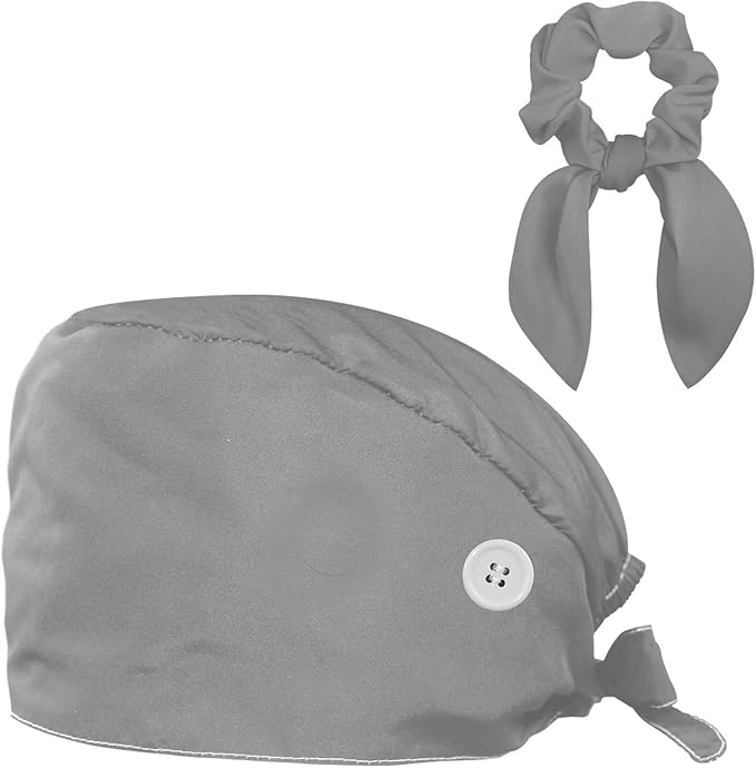Scrub Cap with Hair Scrunchy, Ponytail Holder Surgical Cap by FVQL