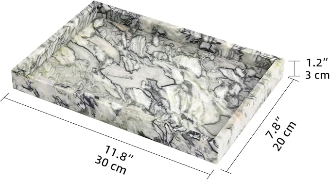 Marble Bathroom Vanity Tray, Natural Luxury Vanity Home Kitchen Bathroom Table - Image 3
