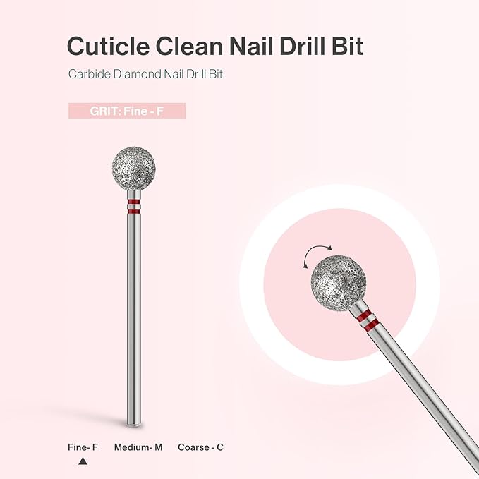 MelodySusie 7mm Ball Shape Cuticle Clean Nail Drill Bit 3/32'', Professional - Image 4