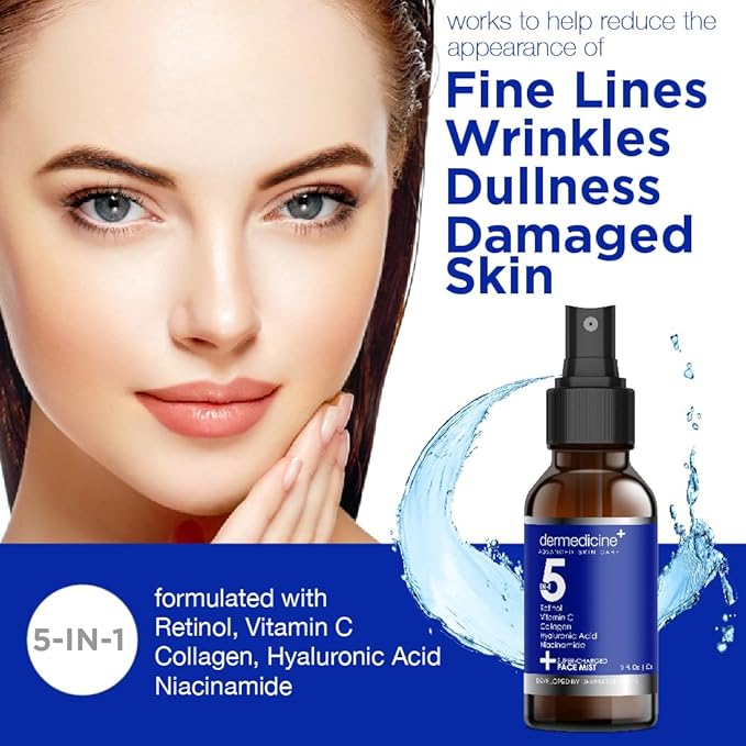 5 in 1 Super Charged Anti-Aging Face Mist w/Retinol, Vitamin C, Hyaluronic Acid - Image 3