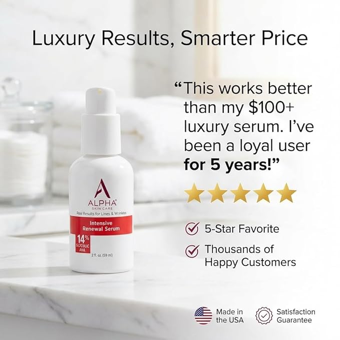 Alpha Skin Care Renewal Serum, 14% Glycolic AHA, Anti-Aging Formula, Alpha - Image 9