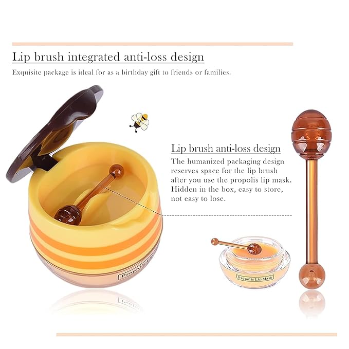 4PCS Strawberry & Bee Lip Balm Honey Pot, Vitamin E & Moisturizing Propolis - Image 3