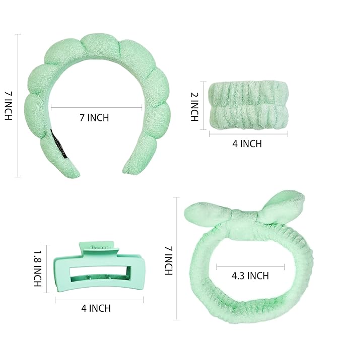 7 Pcs Spa Set, Facial Headband and Wristband Set, Skincare Accessories - Image 6