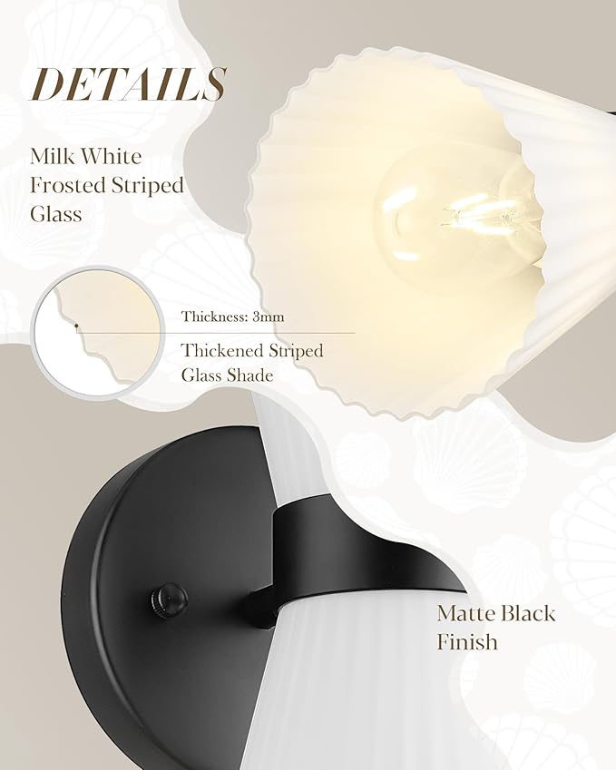 Black Wall Sconces Set of Two, HWH Modern Wall Light Fixtures Indoor Wall Lamp - Image 2