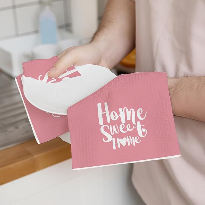2PCS Pink Heart Love Home Sweet Home Valentine's Kitchen Towels, Valentines Day - Image 3