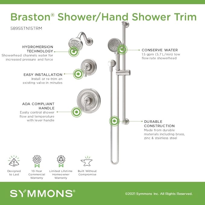 Symmons Braston HydroMersion Double Handle Shower Trim Kit - Image 4