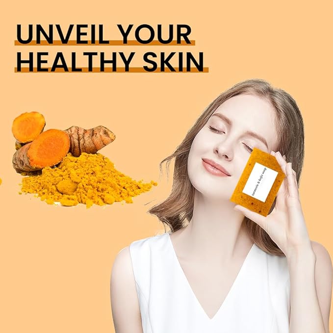 Turmeric Soap & Face Wash Set, Lemon Turmeric Kojic Soap Bar and Foaming Facial - Image 8